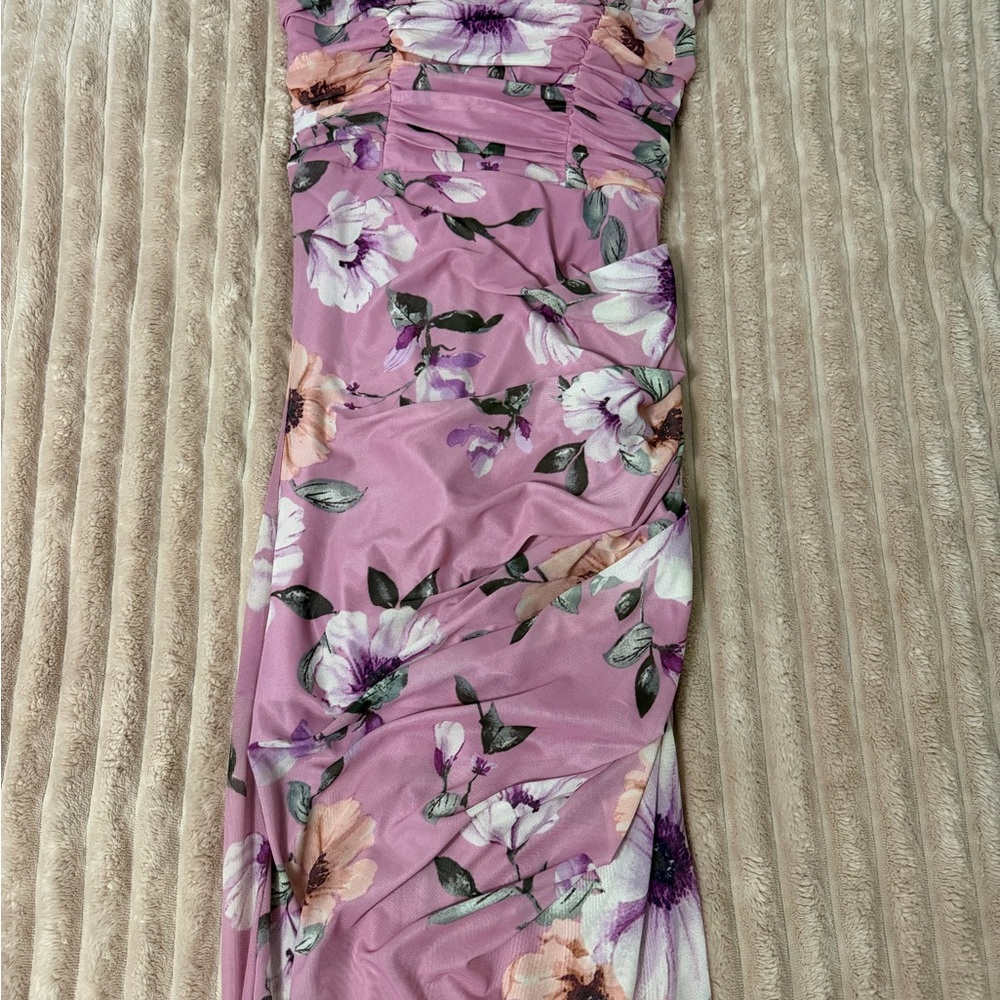 Fashion Nova- Floral Ruched Pink Women’s Dress